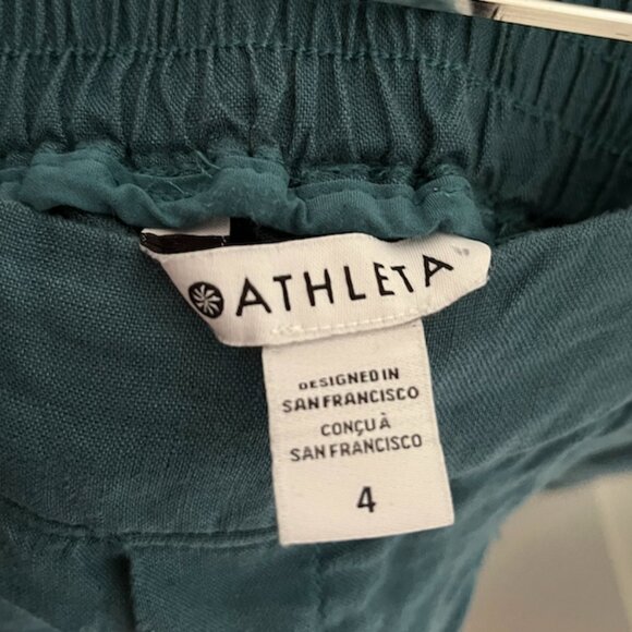 Athleta Playa Wide Leg Linen Pants - Teal - Picture 6 of 7